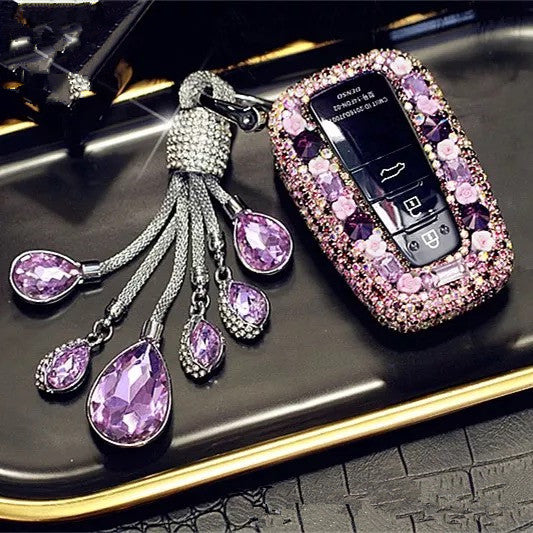 Toyota Bling Car Key Holder with Rhinestones and flowers