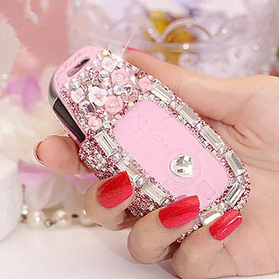 Bling NEW 2018 2019 Mercedes Benz E C S Class Car Key Holder with Rhinestones - Pink