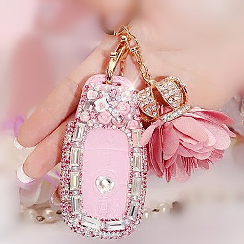 Mercedes Benz Pink Bling Car Key Holder with Rhinestones and