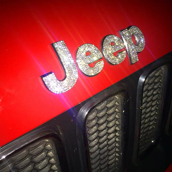 Bling JEEP LOGO Front or Rear or Side Grille Emblem Decal Rhinestone Crystals for Cherokee Compass Wrangler Renegade Gladiator