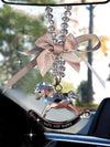 Car Mirror Pendant - Crystal Safe and Happy Pony and merry-go-round carrousel Charm
