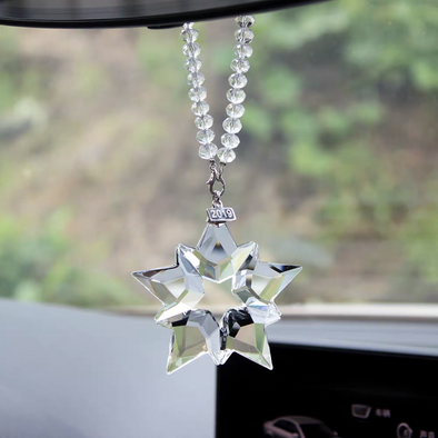 Crystal Star-shaped Hanging Car Charm Ornaments-Bling Snowflake Mirror Pendant