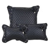 Bone Shaped Car Leather Headrest Pillow with Black Camellia