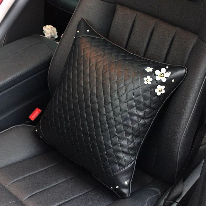 Vegan Leather Bone Shaped Car Cushion Headrest Pillow with Crown – Carsoda