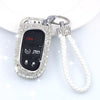 Bling JEEP Dodge Chrysler Key FOB Leather Cover with Rhinestones- for Cherokee Wrangler- Silver