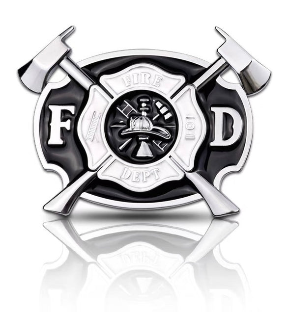 Chrome Metal Car Truck Auto Vehicle Crest Mini Emblem - Fire Department Firefighter 3'' width