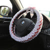 Red and white checker Steering wheel cover with Lace Ruffles and bow