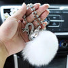Bling Rearview Mirror Hanging Charm-Crystal Swan with POM POM