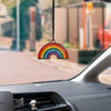 Peace and Love Rainbow Chrome Metal Car Charm Pendant