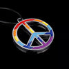 Peace and Love Rainbow Chrome Metal Car Charm Pendant