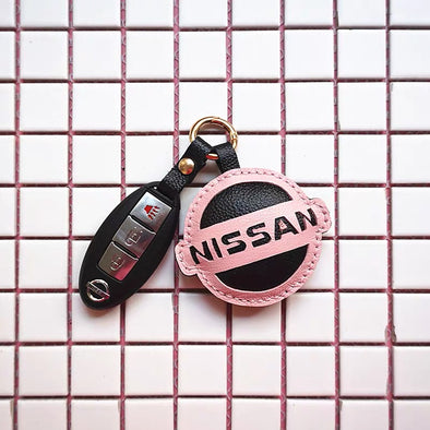 Personalized NISSAN Keychain leather fob Holder Cover charm pendant Custom-made