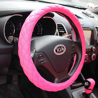 Hot Pink Vegan Leather Steering wheel cover