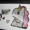 Bling Emblem Sticker Cute Dinosaur, Unicorn with hearts for DIY decals