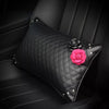 GiveMOJO Bone Shaped Car Headrest Pillow with Pink and Black Camellia