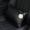 Bone Shaped Car Headrest Pillow with Black and White Camellias