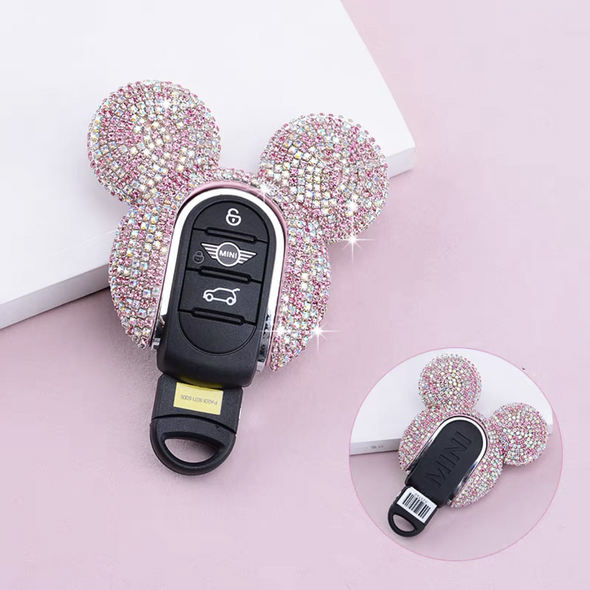 Bling Mini Cooper Mouse Ear Shaped Key Fob Cover Case Protector