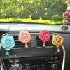 PU Camellia with Pendant Car Air Vent Bling Decoration with Air Freshener DIY clip