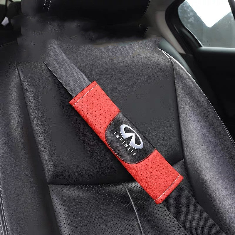Infiniti Logo Seat Belt Cover Long Padding Cushion (2x)