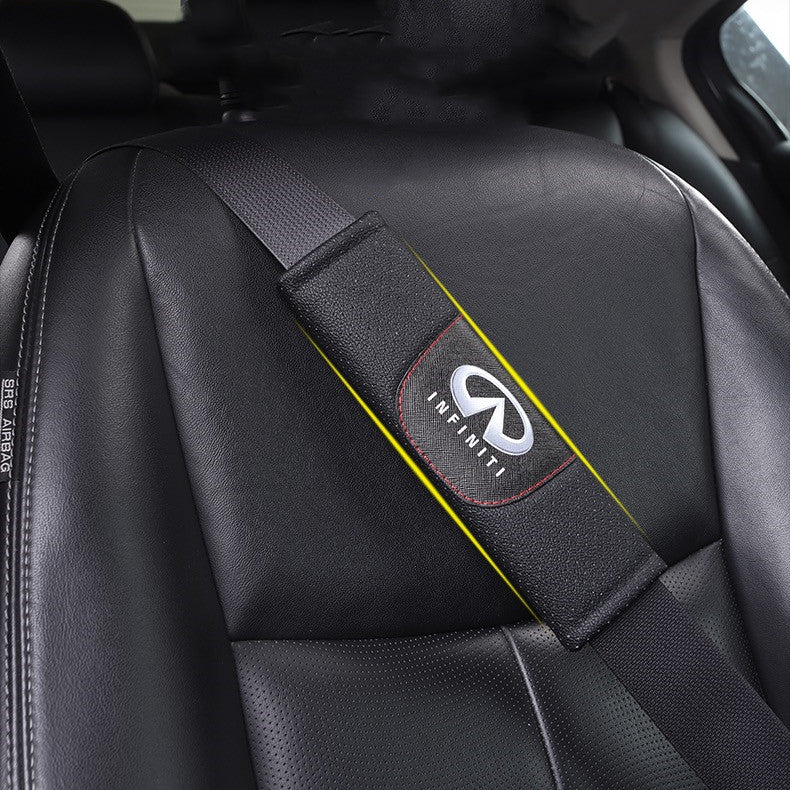 Infiniti Logo Seat Belt Cover Long Padding Cushion (2x)