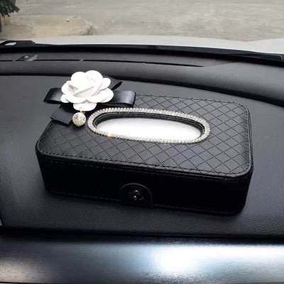 Black Car Seat Back Tissue Box with Bling Camellia – Carsoda