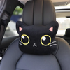 Black Cat Meow Seat Belt Cover (2x) or Seat Headrest Cushion Pillow - Carsoda