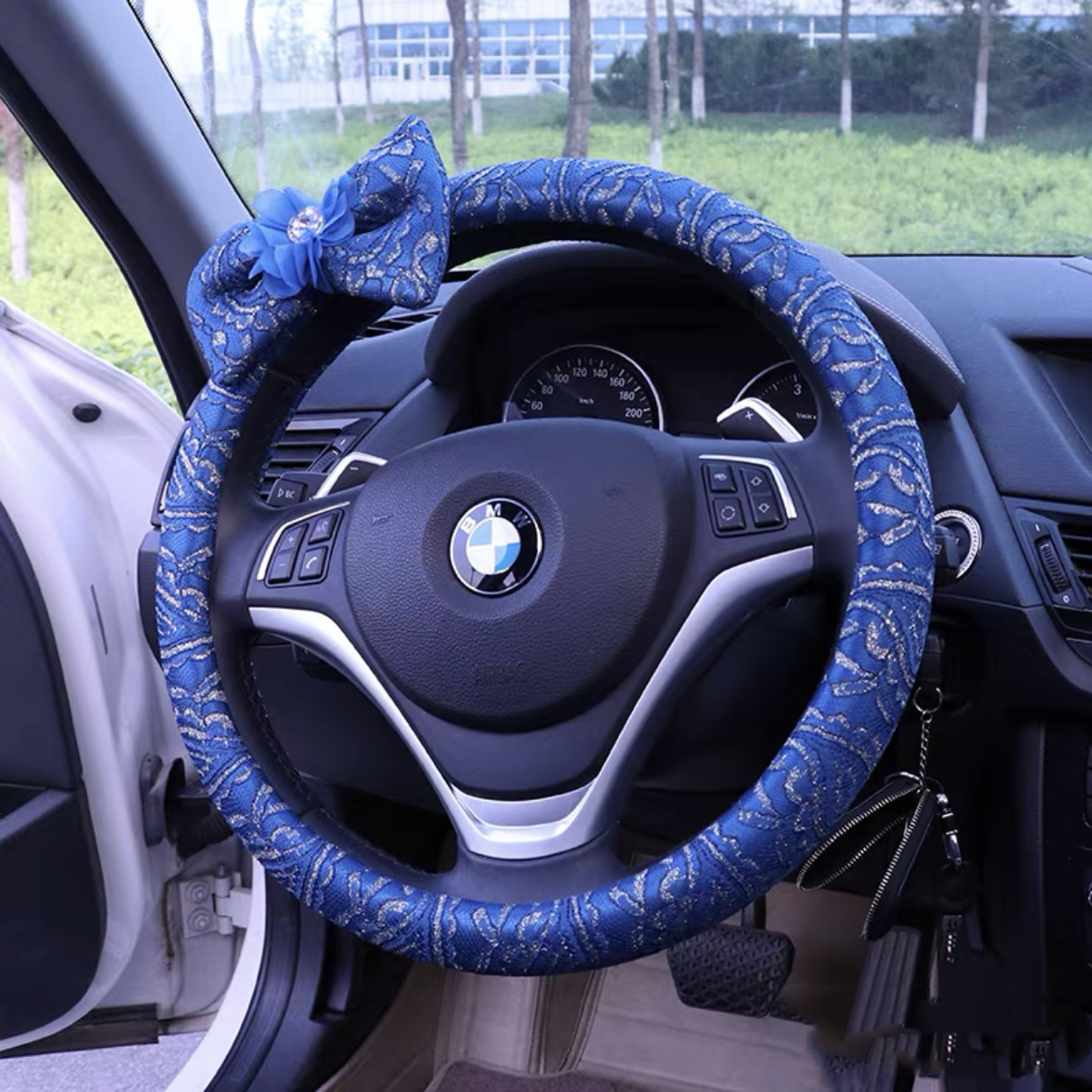 BOHO Blue Steering wheel cover, seat belt cover, center console
