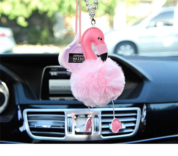 Flamingo Mirror Charm Car Rear View Mirror Pendant Ornament