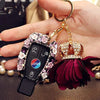 Mercedes Benz Purple Bling Car Key Holder with Rhinestones and flowers