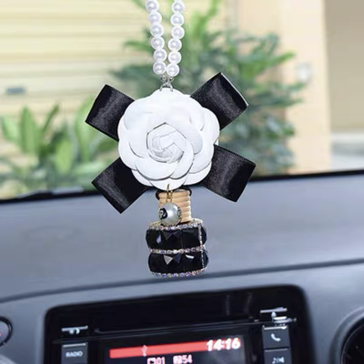 Car Mirror Charm-Camelia with Perfume bottle for Rear View Mirror Pend ...
