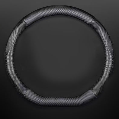 D-Shaped Black Carbon Fiber Steering wheel cover
