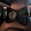 Velvet Bone Shaped Car Cushion Headrest Pillow with Bling Crown