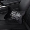 Velvet Bone Shaped Car Cushion Headrest Pillow with Bling Camellia