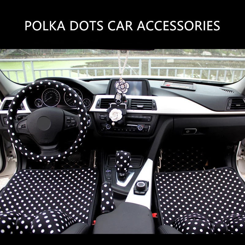 Polka Dots Car Accessories Set -Neck Pillow Gear shift brake Seat Belt –  Carsoda