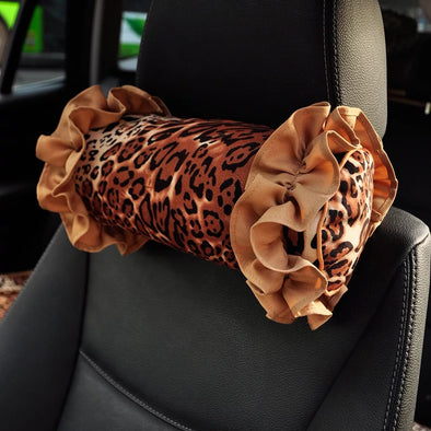 Leopard Decorative Pillows with Ruffles for Cars