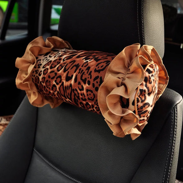 Leopard Decorative Pillows with Ruffles for Cars