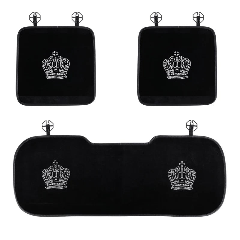 Black Velvet Car Seat cover with bling Crown For Winter