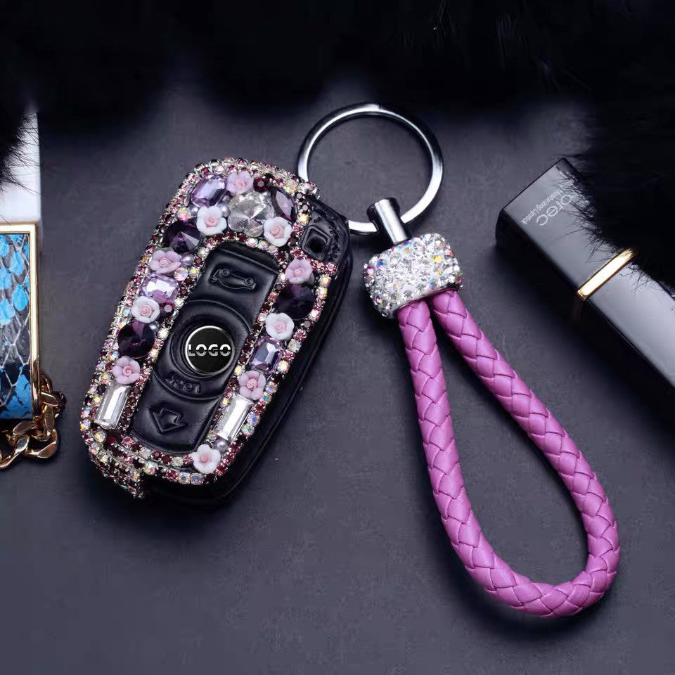 Bling Car Key Holder with Rhinestones and flowers for BMW x1 320 x5 z4 530 etc