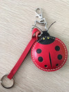 VW Beetles Ladybug Keychain leather charm pendant Ornament 