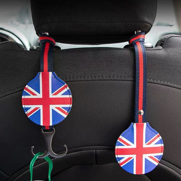 Car Seat Hooks Hanger for BMW Mini Jack union checkers rainbow bulldog patterns