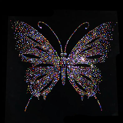 Iron on Rhinestones Bling Butterfly Decal Emblem for DIY - Multicolor Butterfly