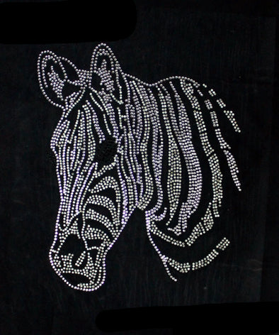 Heat Transfer Iron on Rhinestones Bling Zebra Decal Emblem for DIY -  Zebra