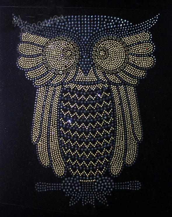 Heat Transfer Iron on Rhinestones Bling Owl Decal Emblem for DIY  - OWL