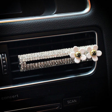 Daisy Car Air Vent Decoration with Rhinestones and Freshener