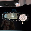 Black Rearview Mirror Cover with Camellia