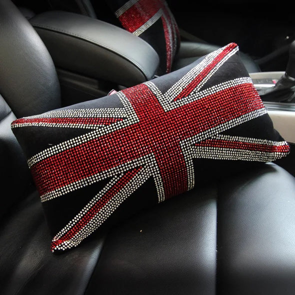 Bling Union Jack Headrest Pillow for Cars