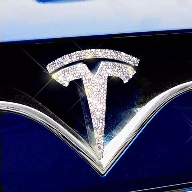 Bling Tesla LOGO Front Grille Rear Trunk Emblem Door Roof Interior