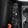 Black bedazzled Bling Car Accessories -Neck Pillow Visor Organizor Center console Seat belt Gear shift braker cover Steering Wheel cover