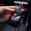 Leather Car Key Case with Bling Swan