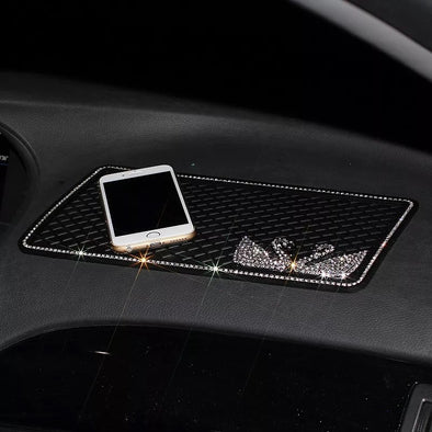 Car Dashboard Anti-slippery Mat Mobile Phone Holder with Bling Swan