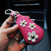 Leather Key Pouch with Daisy